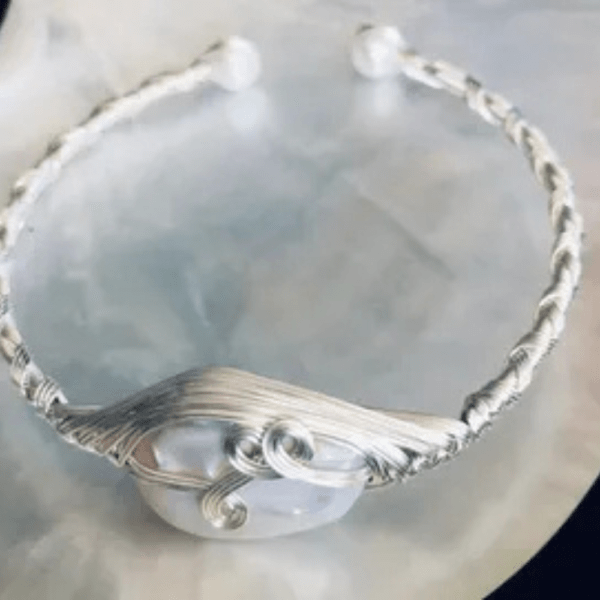 Wrapped Cultured Pearl Bangle