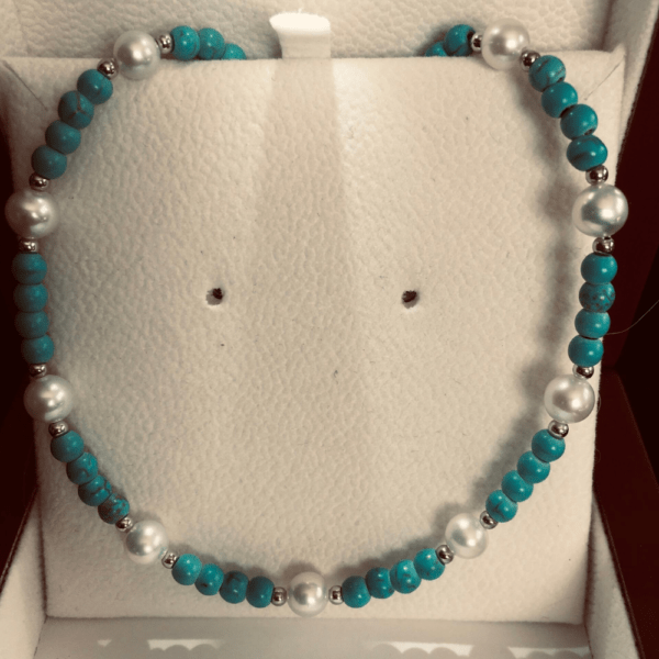 Turquoise And Akoya Necklace